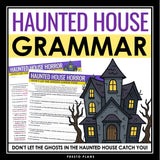 Halloween Grammar Worksheet Assignment - Grammar Activity - Haunted House