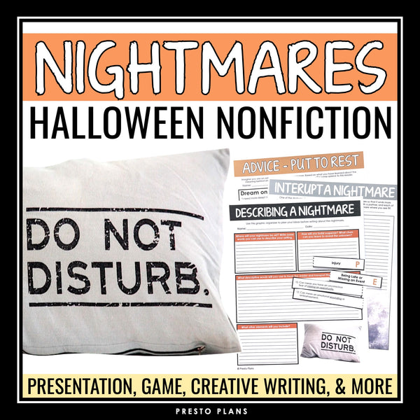 Halloween Nonfiction Assignments - Nightmares Activities and Creative Writing