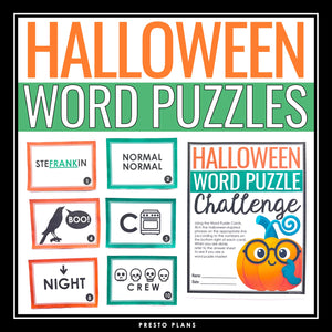 Halloween Word Puzzles Brain Teasers Game – Logic Rebus Word Sense Fun