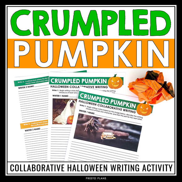 Halloween Writing Activity - Crumpled Pumpkin Collaborative Writing Assignment
