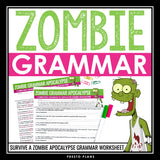Halloween Grammar Worksheet Assignment - Grammar Editing Activity - Zombies