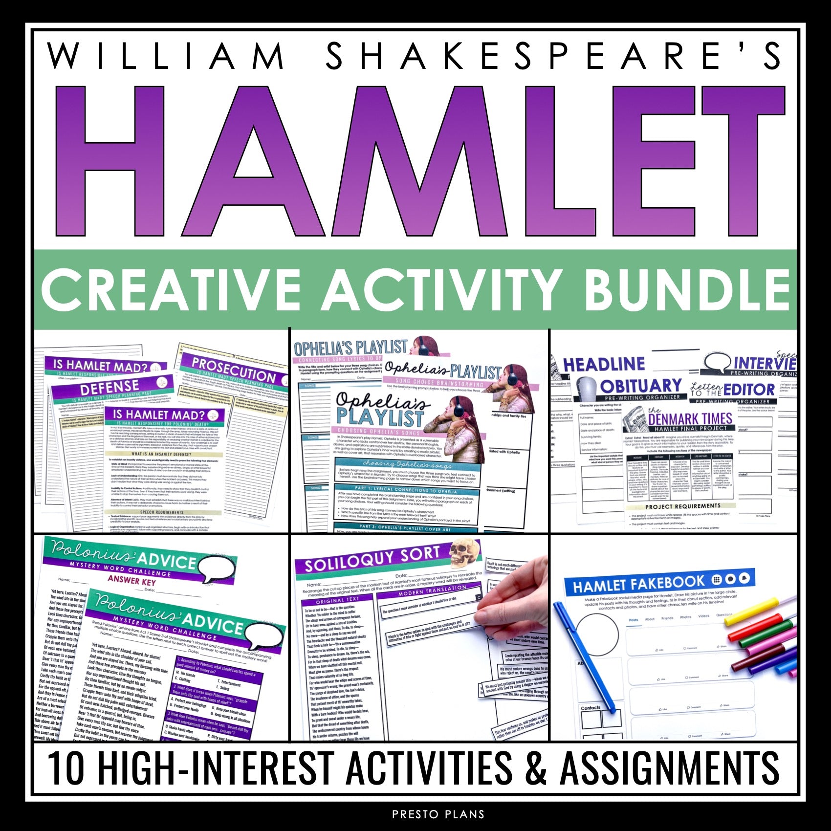 Hamlet Activities.pdf Hamlet Activity Bundle - Creative Activities & Assignments - Shakespea ...