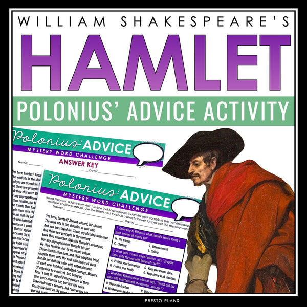 Hamlet Activity - Polonius' Advice Speech Analysis Mystery Word Challenge