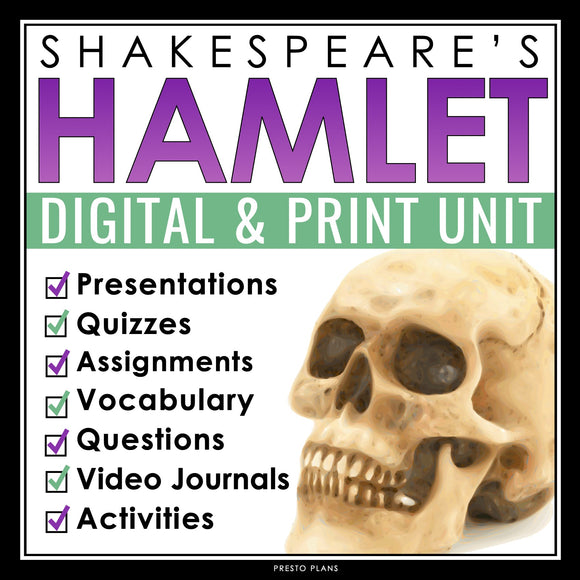 Hamlet Unit Plan - Drama Unit For Shakespeare's Play - Digital Print Bundle