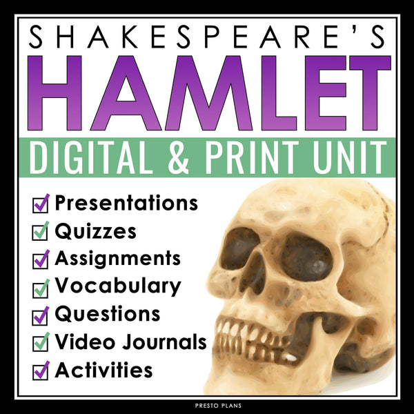Hamlet Unit Plan - Drama Unit For Shakespeare's Play - Digital Print Bundle