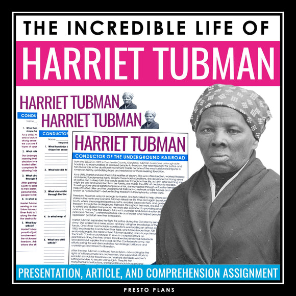 Harriet Tubman Biography, Slides & Questions - Black History & Women's History