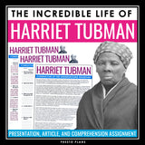 Harriet Tubman Biography, Slides & Questions - Black History & Women's History