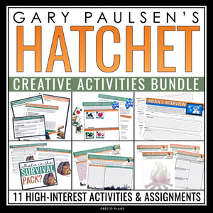 Hatchet Activity Bundle - Creative Novel Activities and Assignments Gary Paulsen