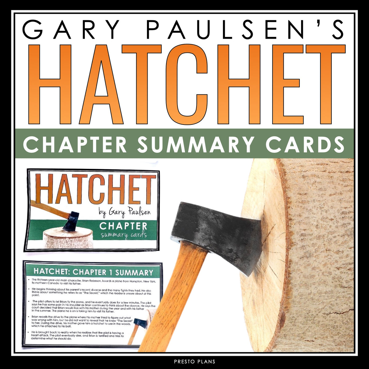 Hatchet Chapter Summaries Plot Summary Cards for Gary Paulsen's Nove