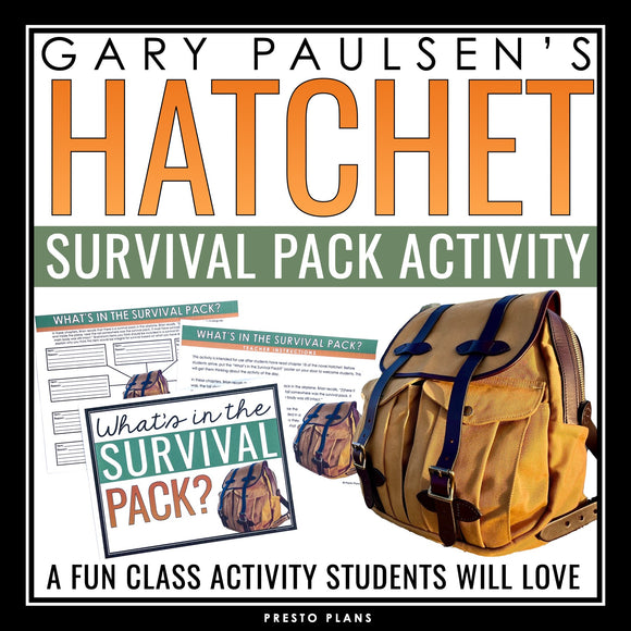 Hatchet Activity - Survival Pack Creative Assignment for Gary Paulsen's Novel