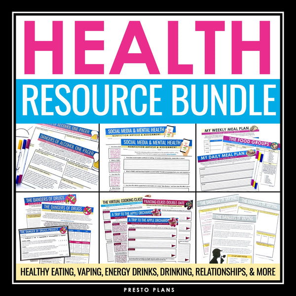 Health Unit - Smoking, Alcohol, Relationships, Energy Drinks, Drugs, & Nutrition