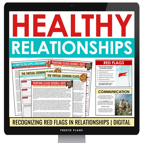 Healthy Relationships SEL Lesson & Red Flags Activity - Digital Health Lesson