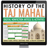 Nonfiction Reading Comprehension Digital Article and Activities - The Taj Mahal