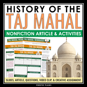 Nonfiction Reading Comprehension Article and Activities - The Taj Mahal