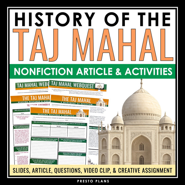 Nonfiction Reading Comprehension Article and Activities - The Taj Mahal