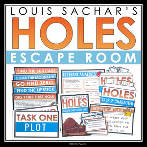 Holes Escape Room Novel Activity - Breakout Review for Louis Sachar's Novel