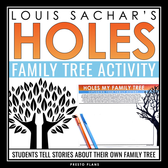 Holes Creative Assignment - Family Tree Novel Connection Activity - Louis Sachar