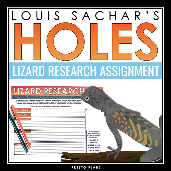 Holes Lizard Research Assignment - Nonfiction Novel Activity - Louis Sachar