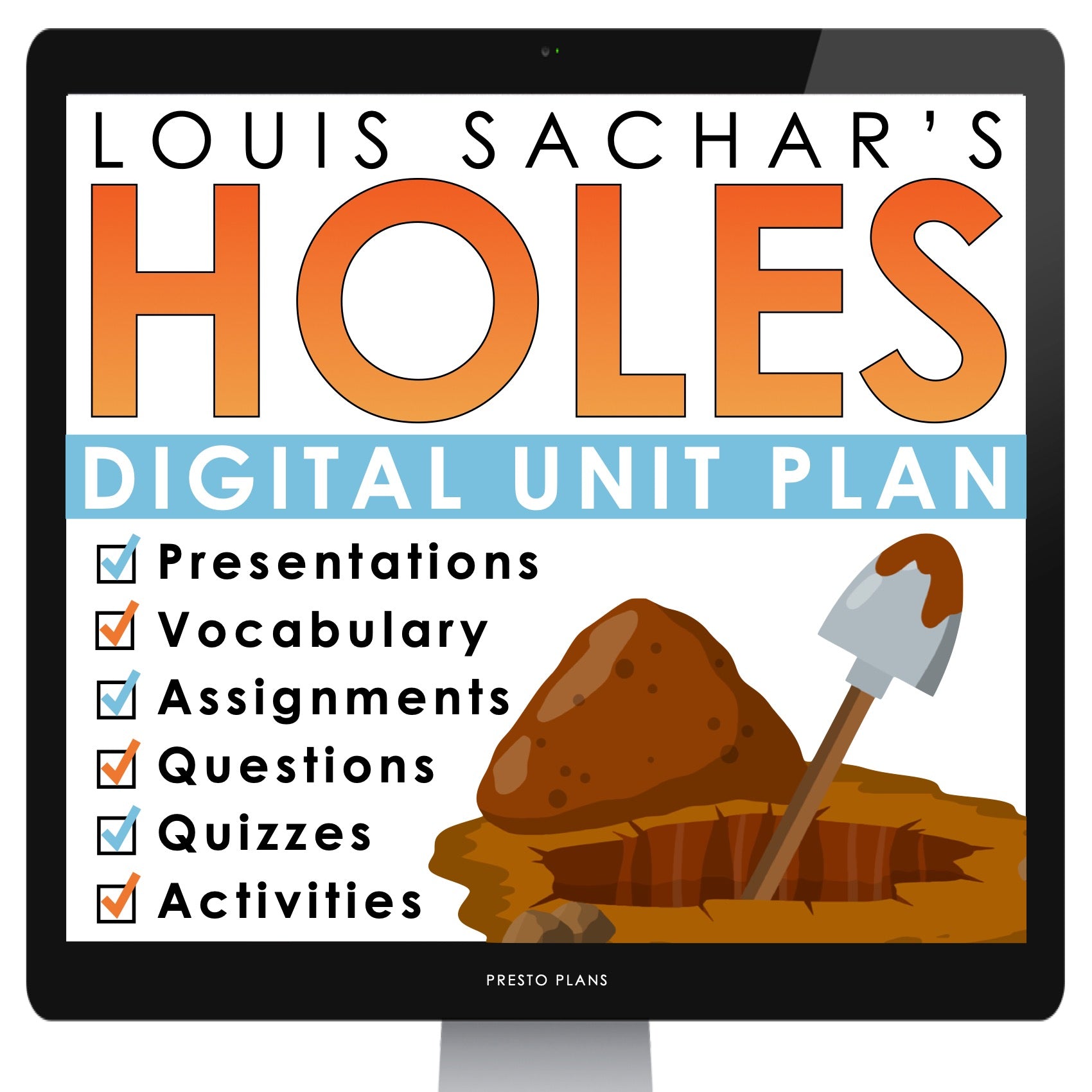 Holes Unit Plan - Louis Sachar Novel Study Reading Unit - Digital