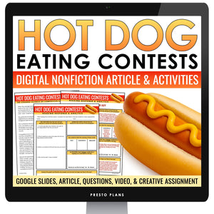 Nonfiction Reading Comprehension Digital Activities - Hot Dog Competitions