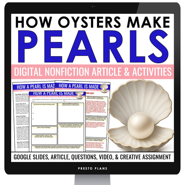Nonfiction Reading Comprehension Digital Activities - How Pearls are Made