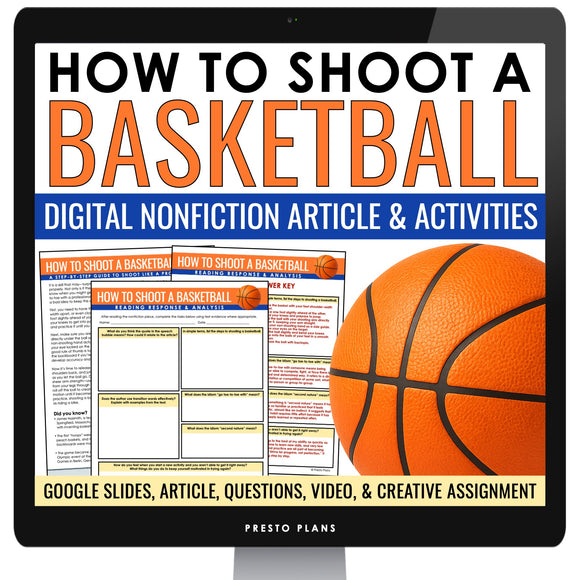 Nonfiction Reading Comprehension Digital Article and Activities - Basketball