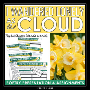 I Wandered Lonely as a Cloud by William Wordsworth Poetry Lesson & Assignments