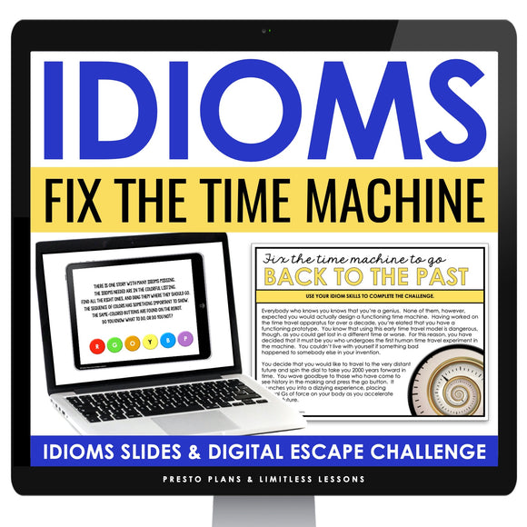 Idioms Presentation Slides and Digital Escape Room Reading Activity Challenge