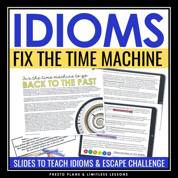Idioms Activity - Presentation Slides and Escape Room Reading Activity Challenge