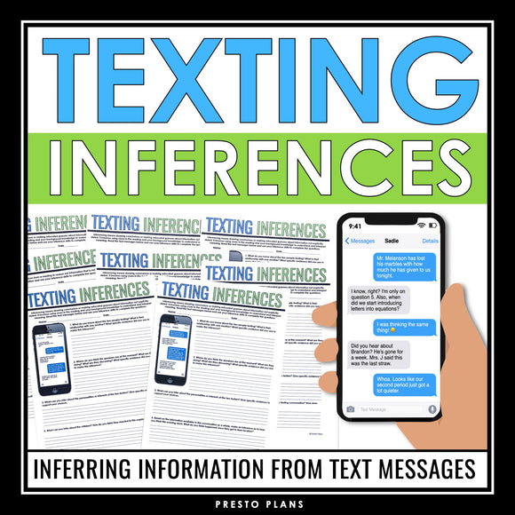 Inference Activities - Making Inferences in Text Messages Reading Assignments
