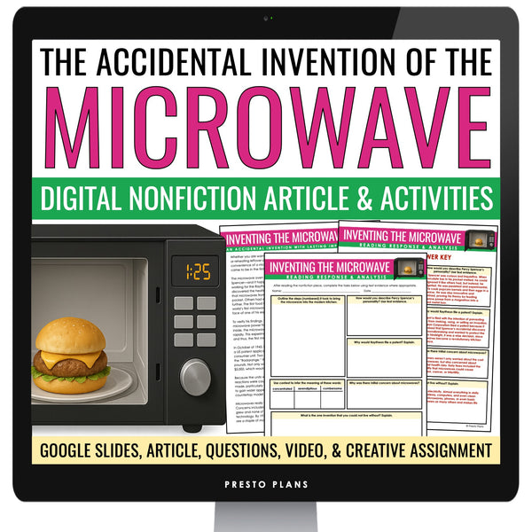 Nonfiction Reading Comprehension Digital Activities - Microwave Invention