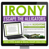 Irony Slides & Verbal, Dramatic, Situational Digital Reading Escape Activity