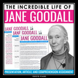 Jane Goodall Biography - Slides, Nonfiction Science Article & Reading Questions