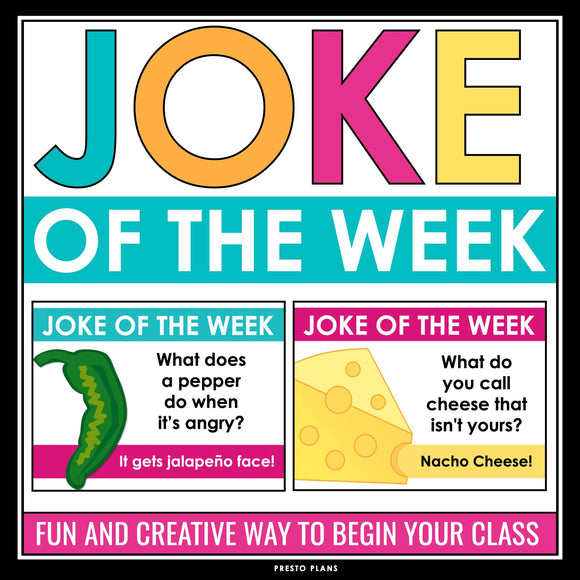 Joke of the Week - Funny Jokes Classroom Posters or Weekly Bell-Ringer Slides