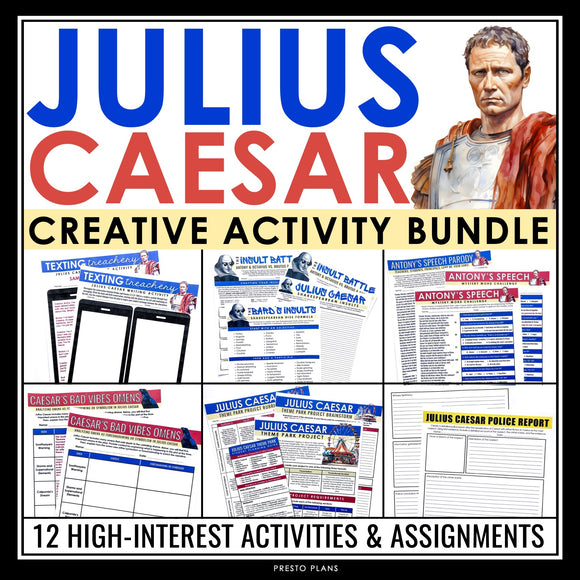 Julius Caesar Activity Bundle - Creative Activities & Assignments Shakespeare