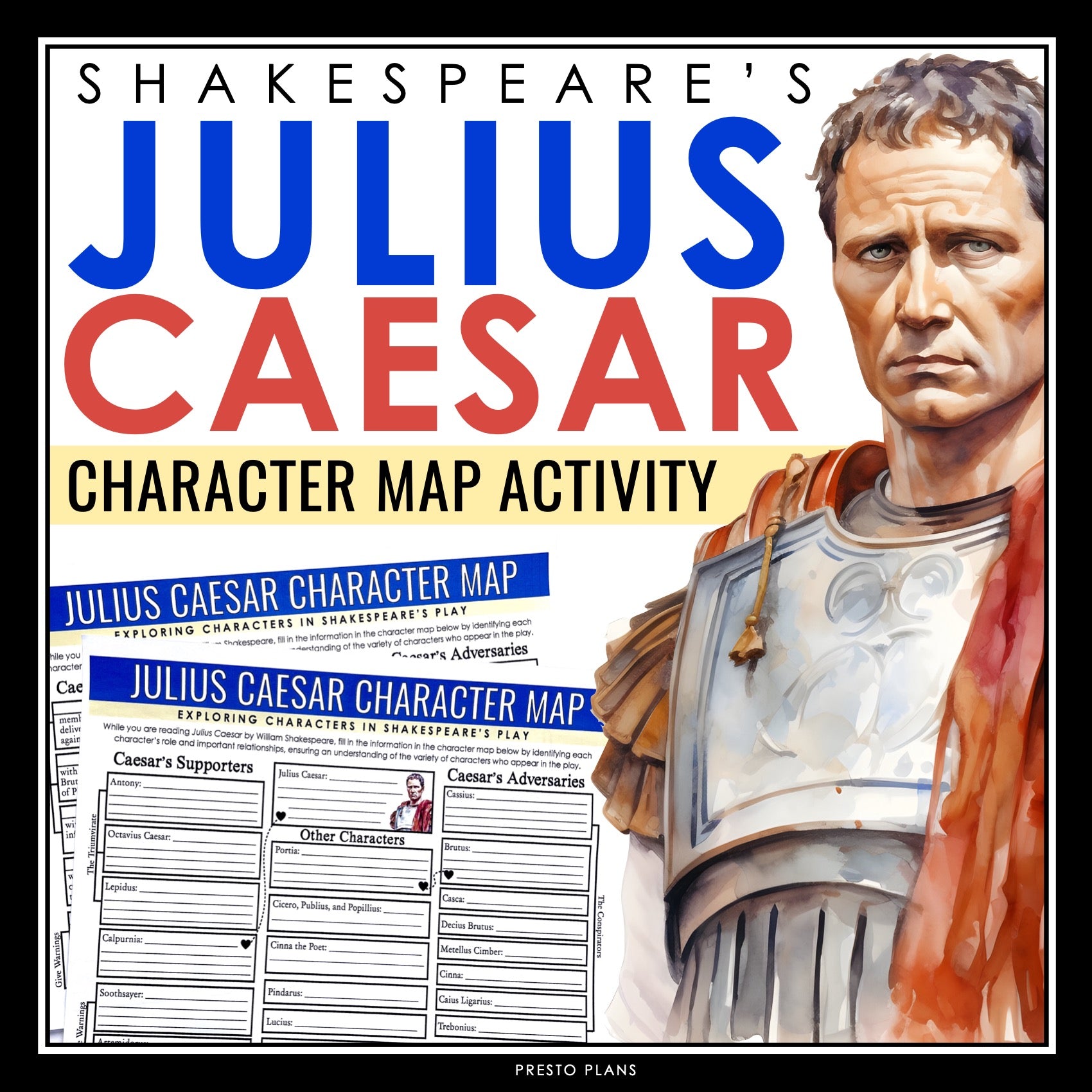 Caesar Character Julius Caesar Character Map - Shakespeare's Play Graphic Organizer Ass ...