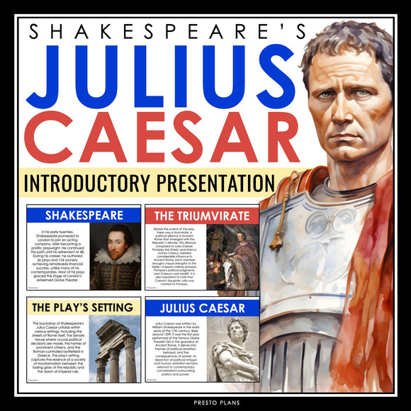 Julius Caesar Introduction Presentation - Discussion, Shakespeare, & Context