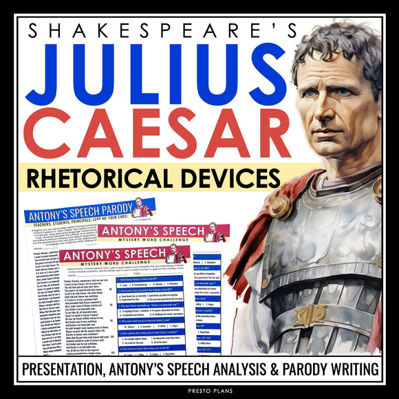 Julius Caesar Antony's Speech Rhetoric Presentation & Activities - Shakespeare