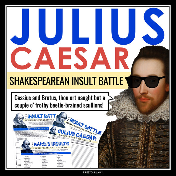 Julius Caesar Activity - Shakespeare Insult Battle of Philippi Act 5 Class Game