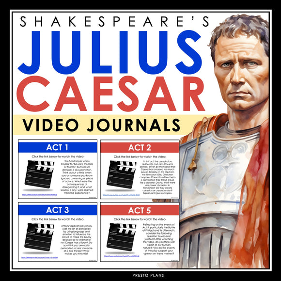 Julius Caesar Writing Prompts - Videos & Journal Writing Topics - Shakespeare