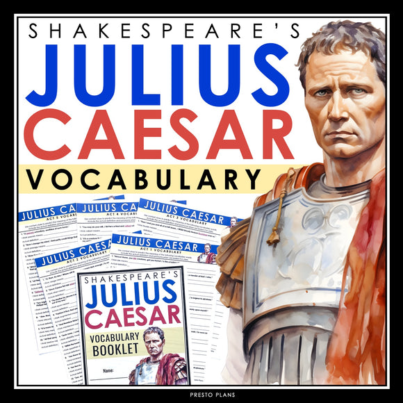 Julius Caesar Vocabulary Booklet, Presentation, & Answer Key - Shakespeare Play
