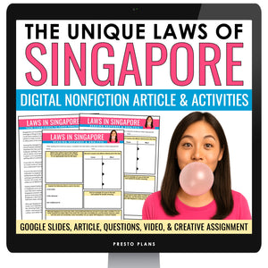 Nonfiction Reading Comprehension Digital Article and Activities - Singapore Laws