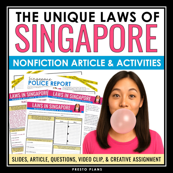 Nonfiction Reading Comprehension Article and Activities - Singapore Laws