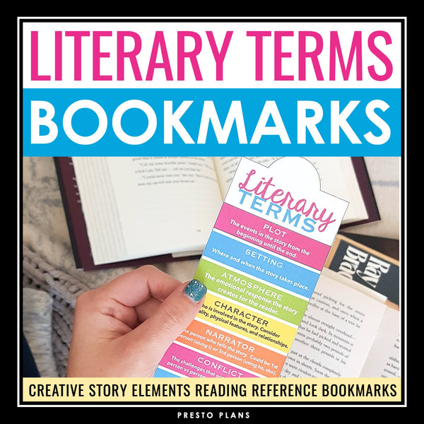 Literary Devices Bookmarks - Literary Terms and Story Elements Reference
