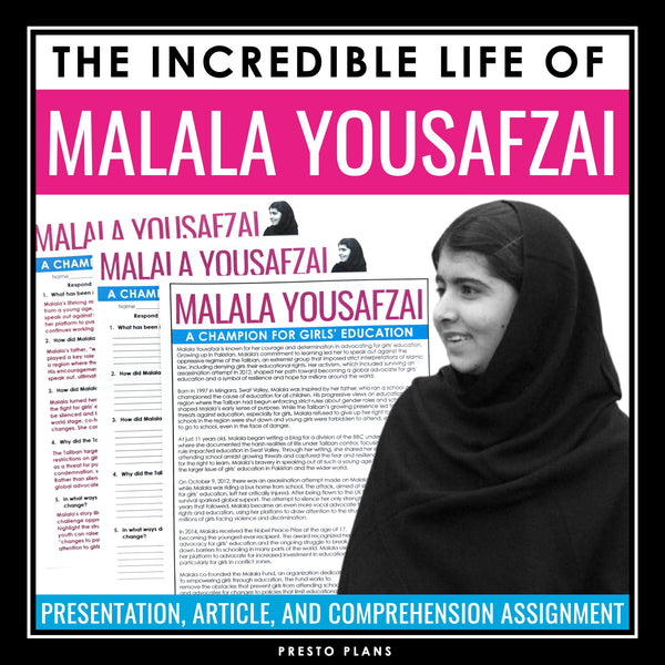 Malala Yousafzai Biography - Slides, Nonfiction Article & Reading Assignment