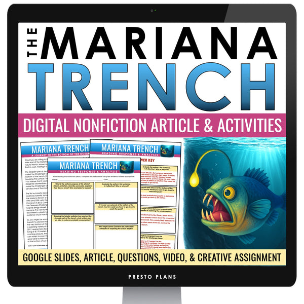 Nonfiction Reading Comprehension Digital Article & Activities - Mariana Trench