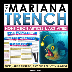 Nonfiction Reading Comprehension Article and Activities - Mariana Trench