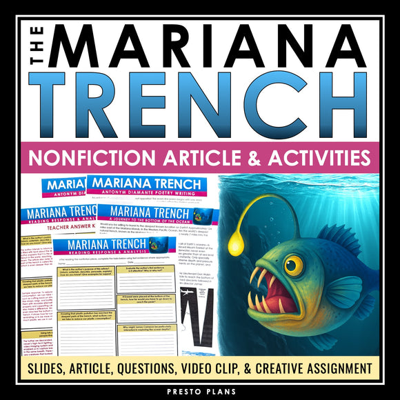 Nonfiction Reading Comprehension Article and Activities - Mariana Trench
