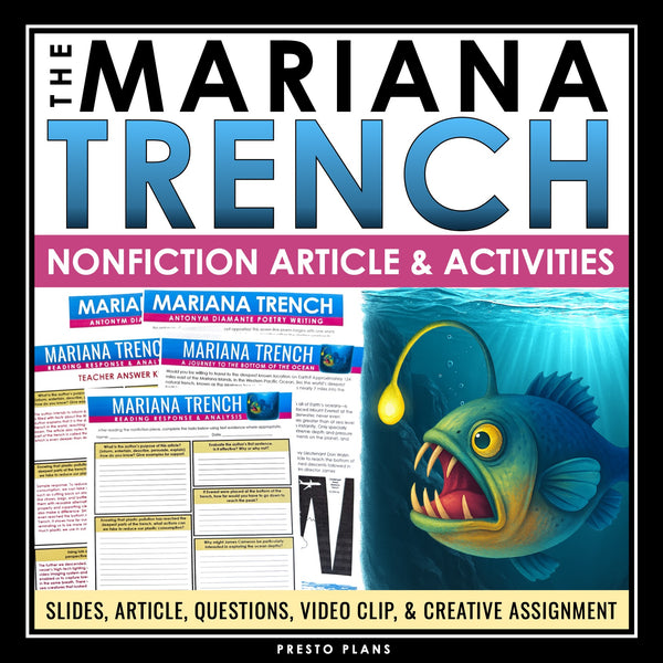 Nonfiction Reading Comprehension Article and Activities - Mariana Trench