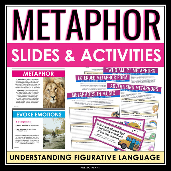 Metaphor Activities, Assignments & Slides Literary Devices & Figurative Language